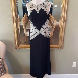 Tadashi Shoji | black and silver/white gown | size 6